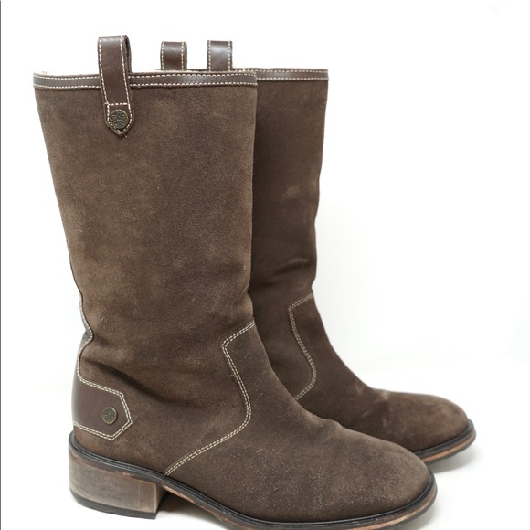 Cole Haan Shearling Boots Womens 8.5B Brown Waterproof Suede Fur - Picture 2 of 12